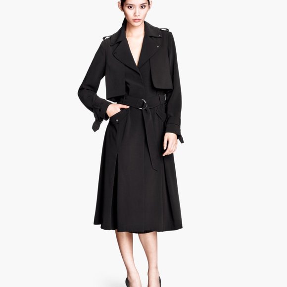 h&m trench coat black